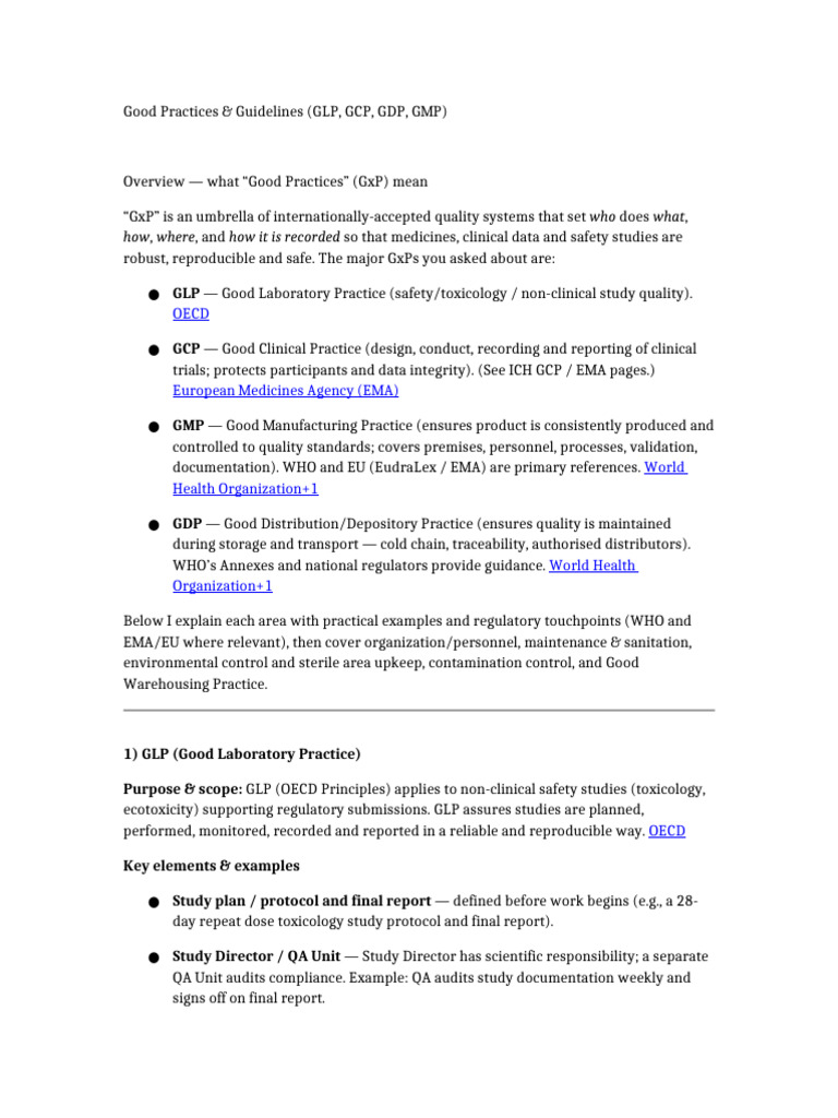 GXP Guidelines Detailed | PDF | Quality