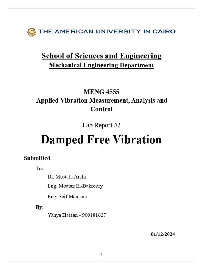 Lab Report 2 - Damped Free Vibrations | PDF | Damping | Mechanics