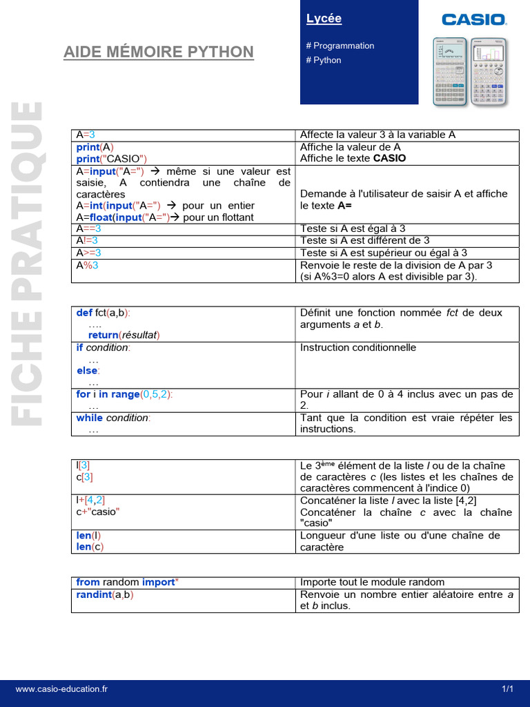 Aide Memoire Python | PDF | Python (Langage de programmation ...