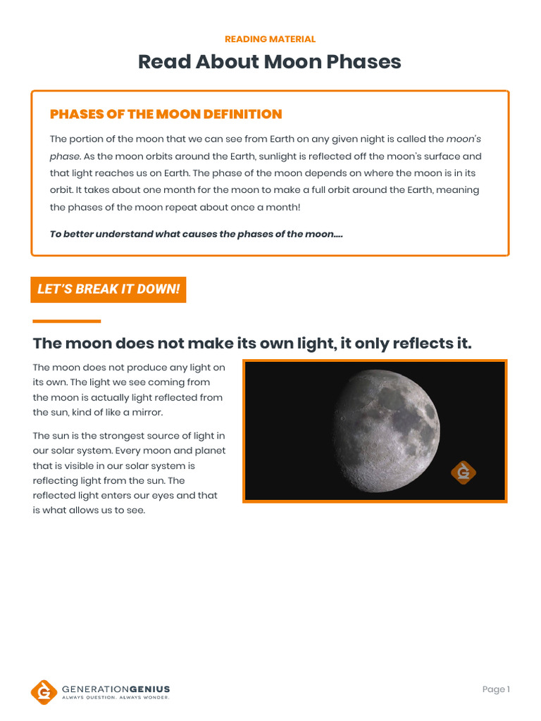 Moon Phases Video Notes | PDF | Moon | Earth