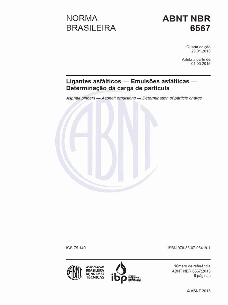 ABNT NBR 6567 - 2015 Ligantes Asfálticos - Emulsões Asfálticas ...