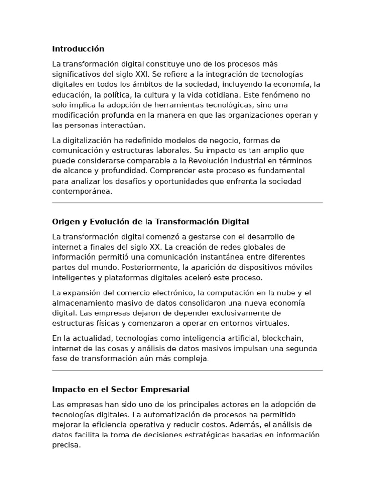 La Transformación Digital y Su Impacto en La Sociedad Del Siglo XXI ...