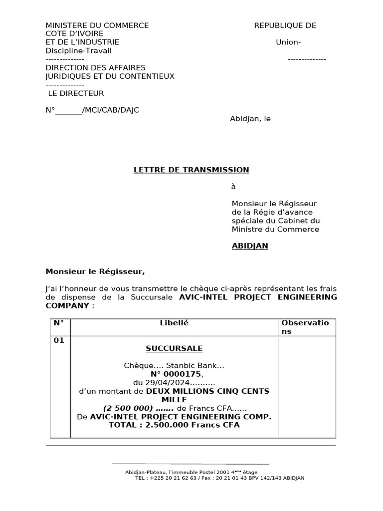 Soit Transmis Chèque | PDF