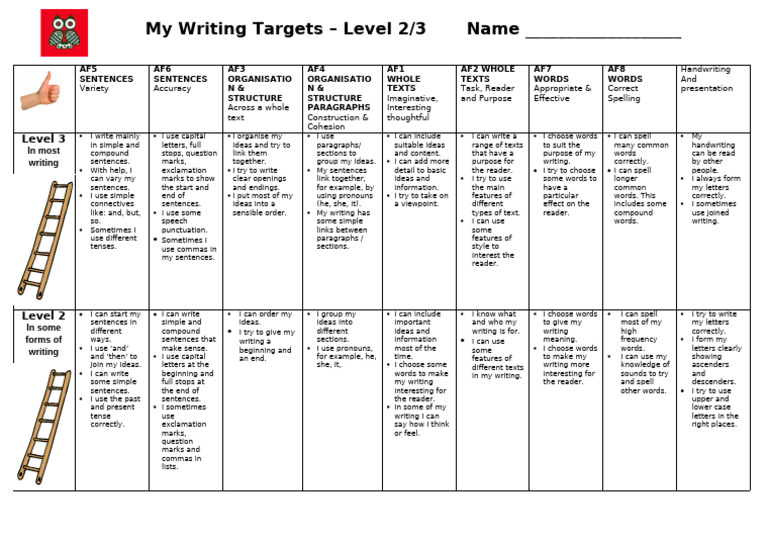 Child Speak Writing AFs Levels 2-3 | PDF | Word | Linguistics
