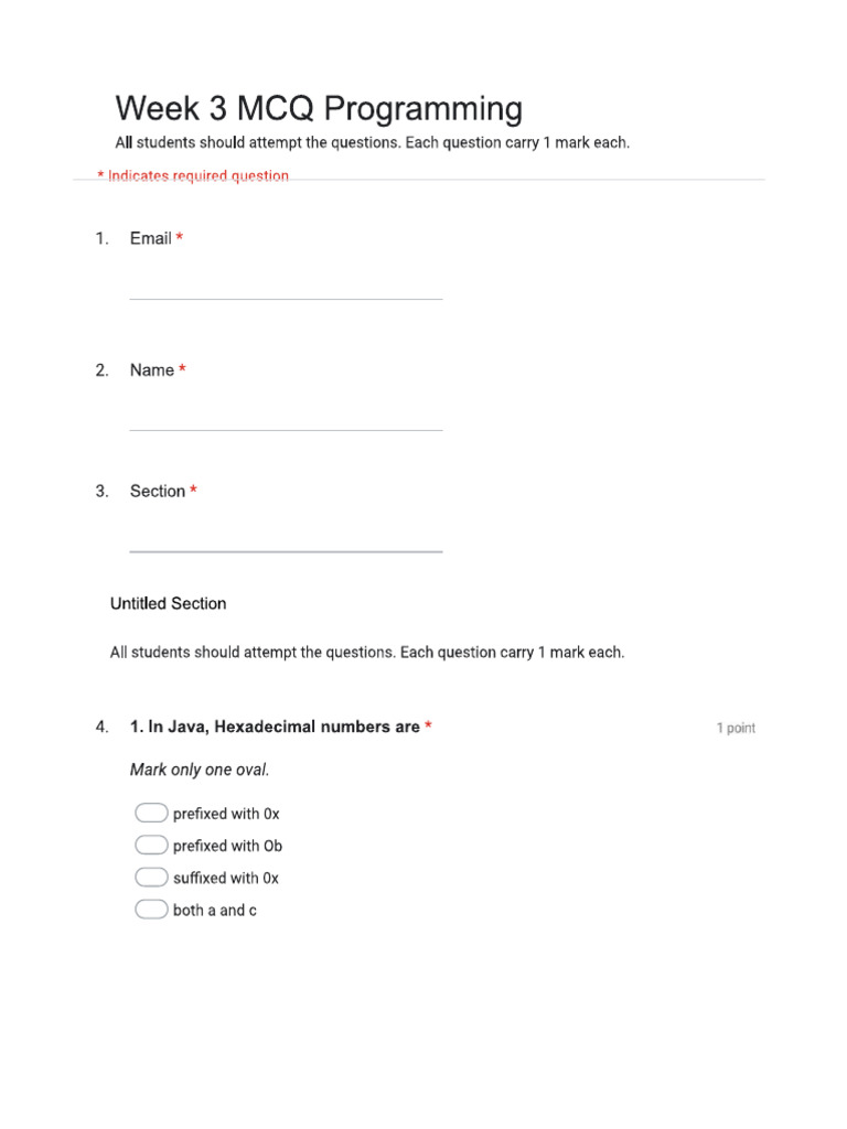 Week 3 MCQ Programming | PDF