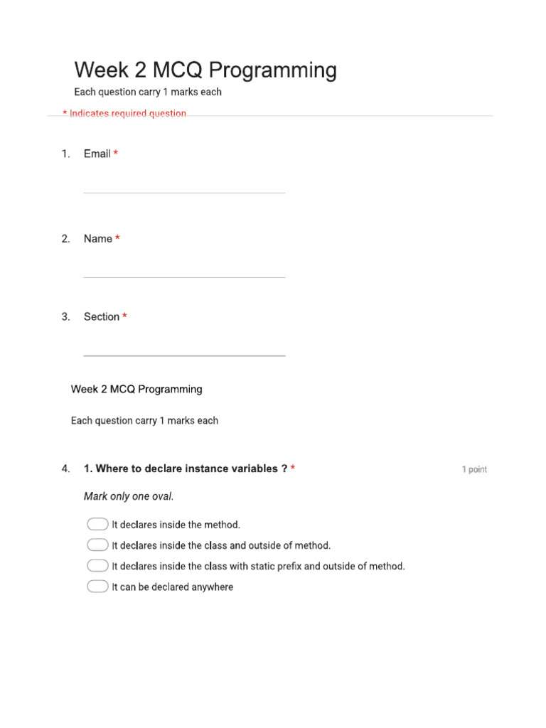 Week 2 MCQ Programming | PDF