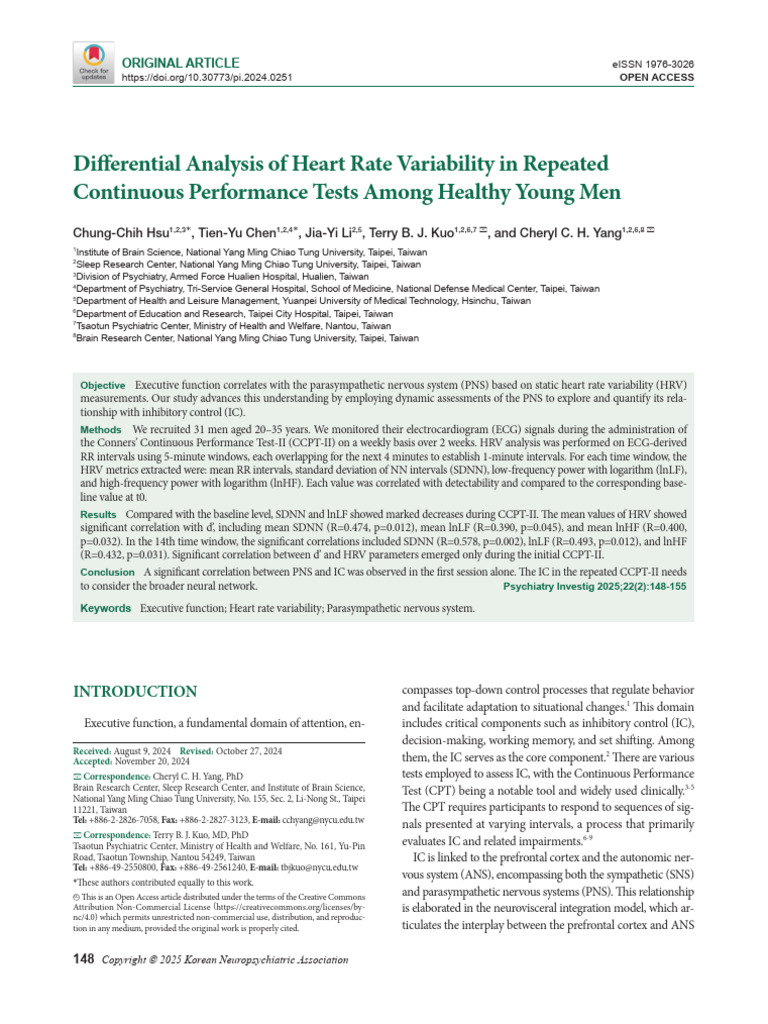 Differential Analysis of Heart Rate Variability in Repeated Continuous ...