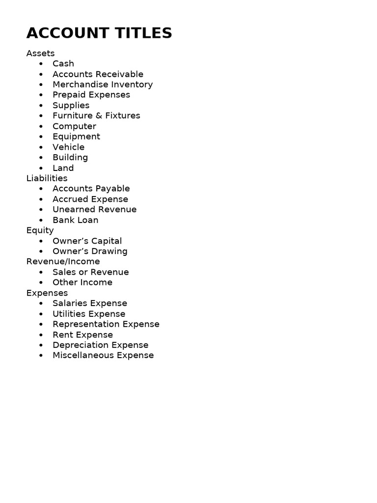 Account Titles | PDF
