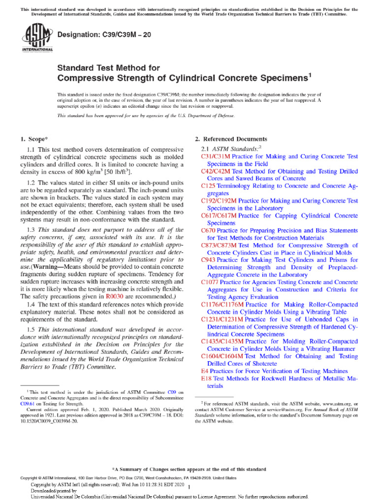 ASTM C39 - 2020 - Standard Test Method For Compressive Strength of ...