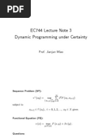 EC744 Lecture Note 3 Dynamic Programming Under Certainty: Prof. Jianjun Miao