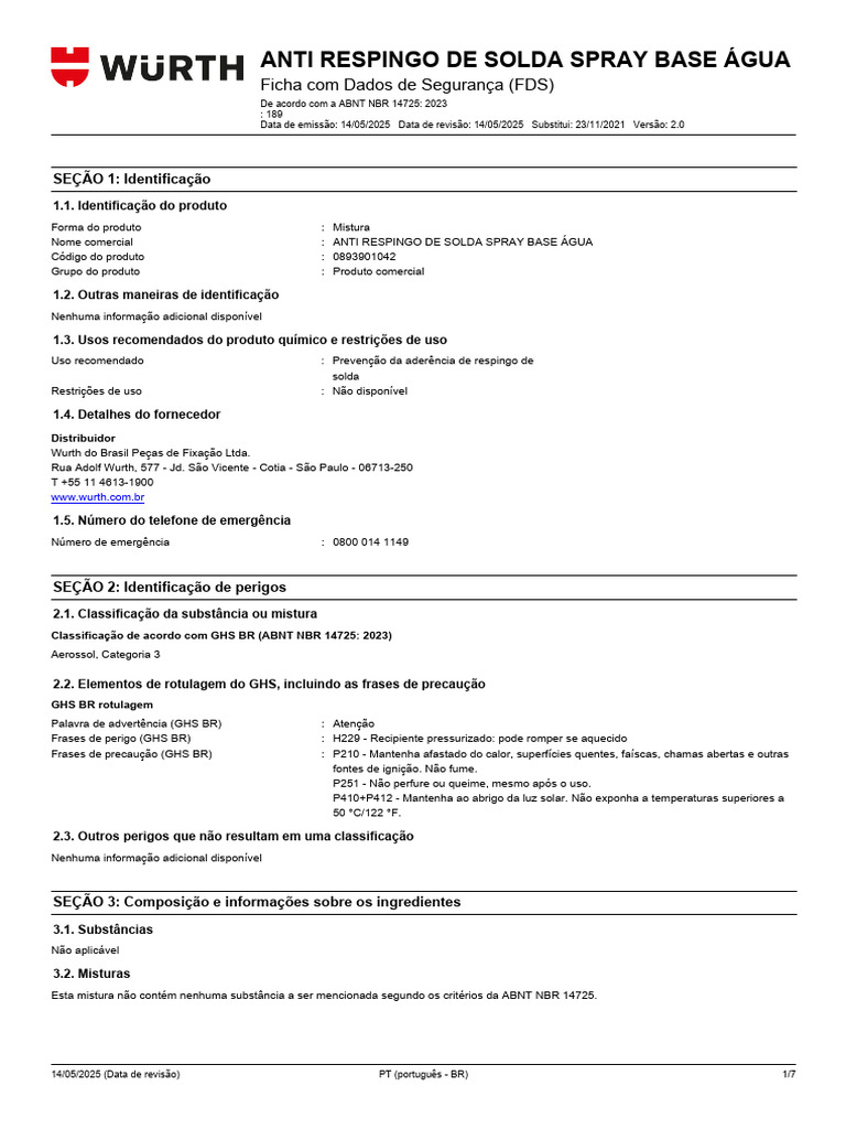 Anti Respingo de Solda Spray Base Água | PDF | Calor | Temperatura