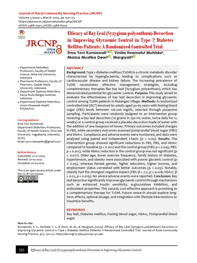 JRCNP - Bay Leaf Decoction in Improving Glycaemic Control | PDF ...