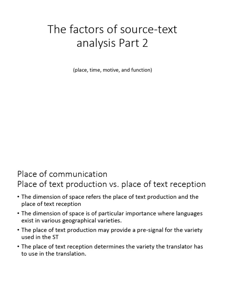 Factors of Source Text Analysis PArt 2 | PDF | Communication | Information