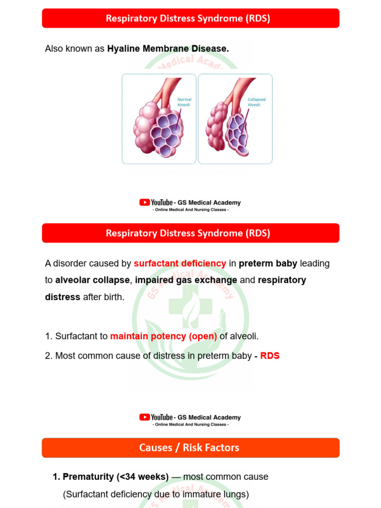 Respiratory Distress Syndrome (RDS) | PDF