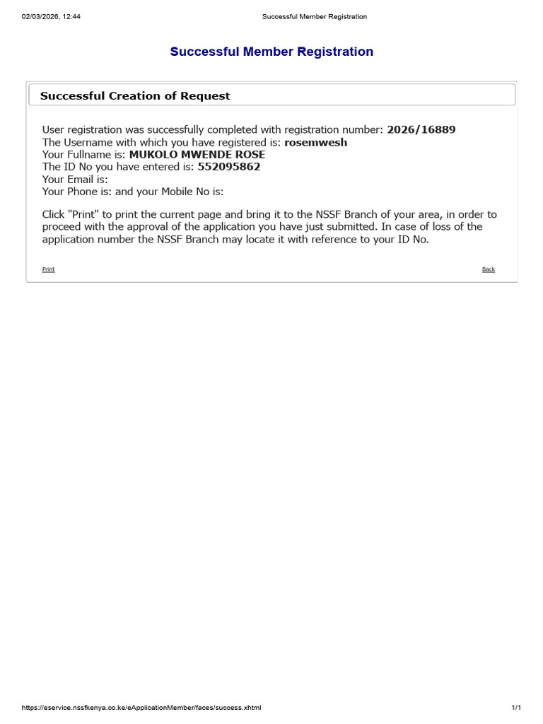 Successful Member Registration | PDF