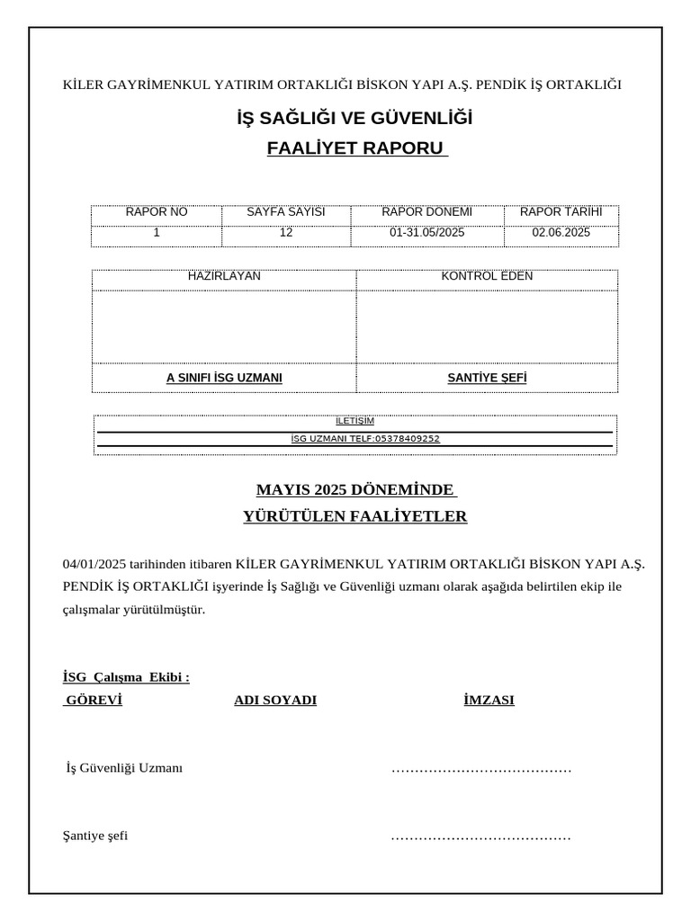 Aylik - Faaliyet Raporu 5.06.2025 | PDF