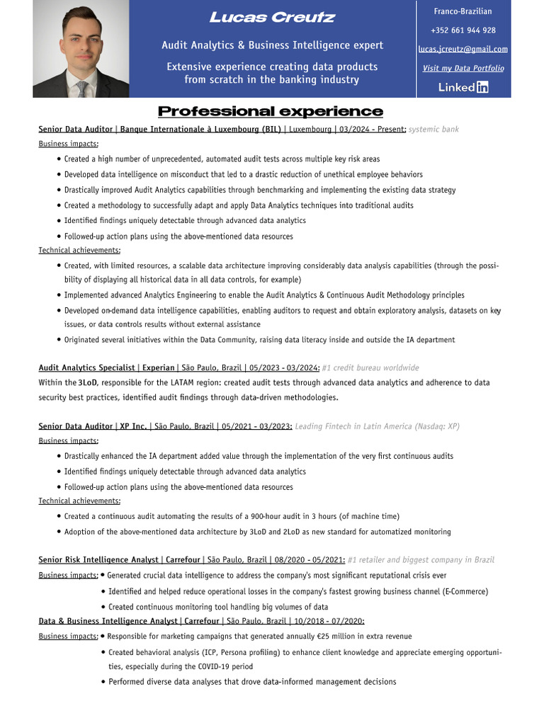Resume - Lucas Creutz (2) - 1 | PDF | Analytics | Audit