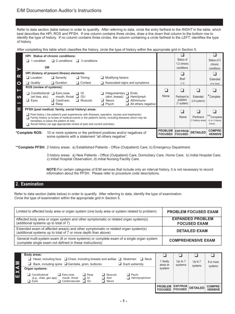 E & M Work Sheet | PDF | Medical Diagnosis | Patient