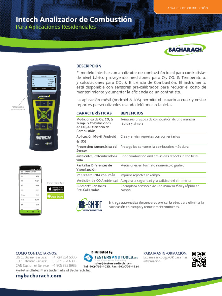 Bacharach 24 8511 Fyrite InTech Combustion Analyzer Basic Kit(Spanish ...
