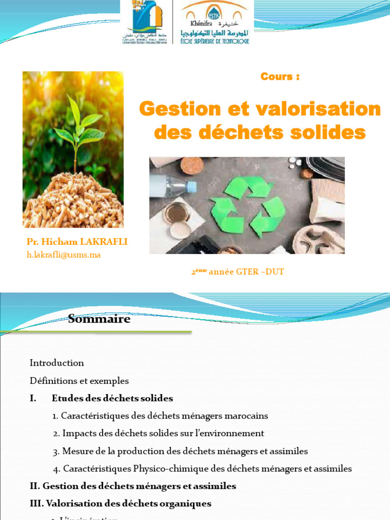 Cours - Gestion Et Valorisation Des Dechets | PDF | Déchets | Déchet ...