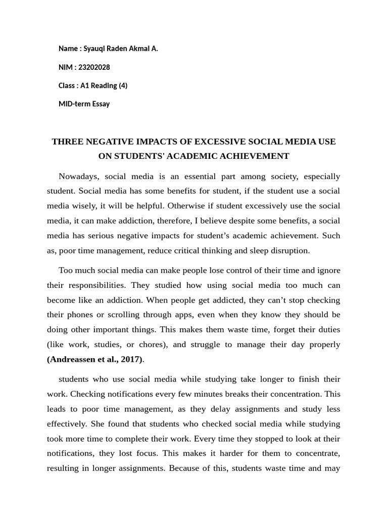 Three Negative Impacts of Excessive Social Media Use On Students ...