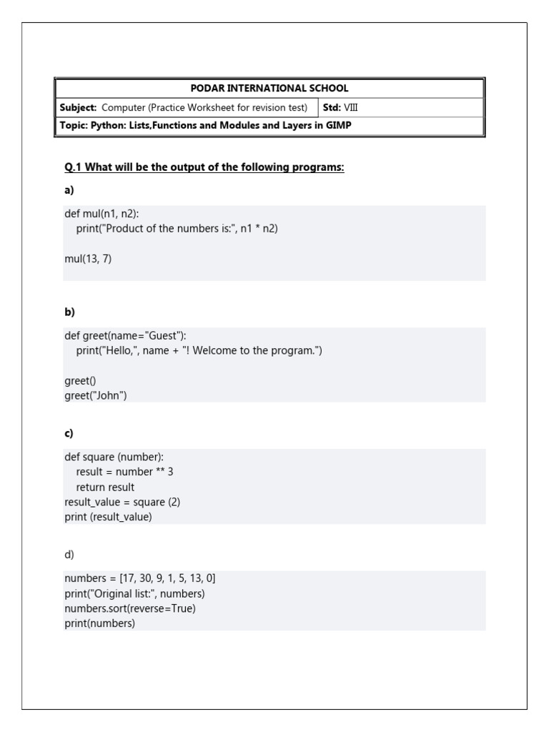 Ade 8 Practice Worksheet | PDF | Computer Programming