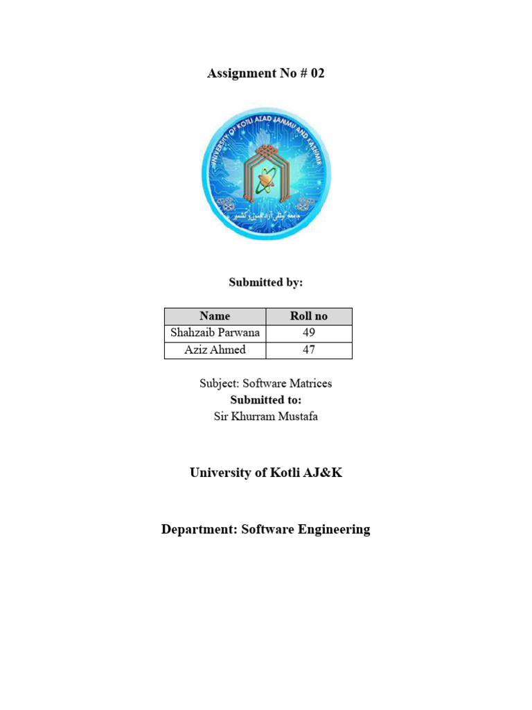 Ass 2 Software Matrices 49-47 | PDF | Software Quality | Software