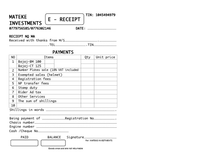 Bike Receipt | PDF