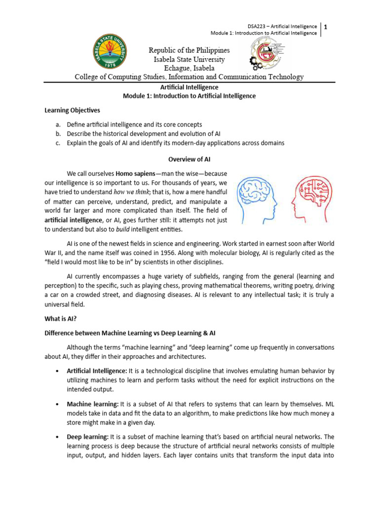 MODULE 1 Intrduction To AI | PDF | Artificial Intelligence ...