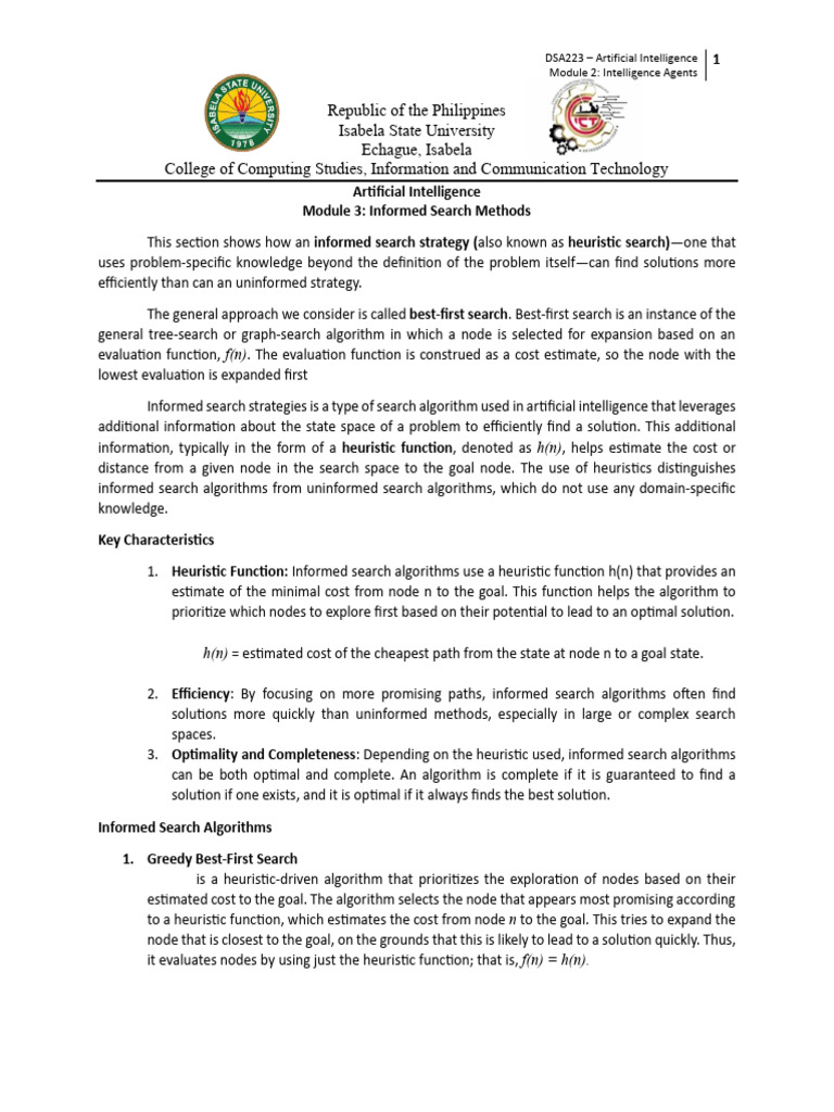 MODULE 3 Informed Search Methods | PDF | Algorithms | Applied Mathematics