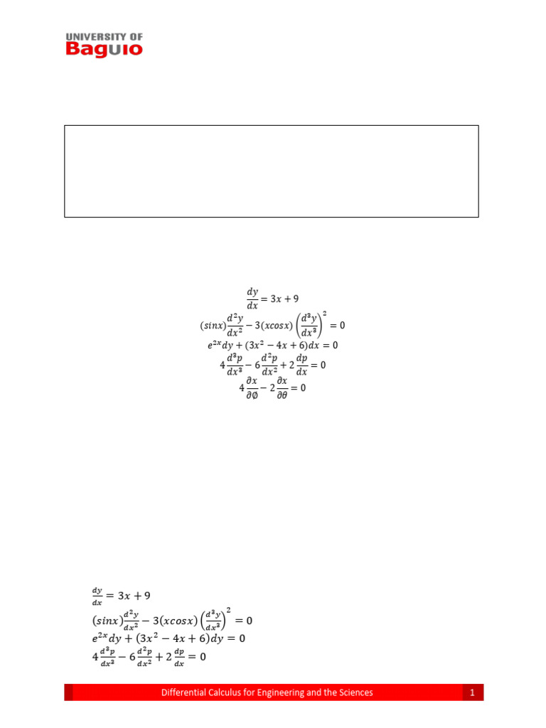 PDF Chapter 1 To Appendix A Difeqn1 Module Hafalla2020 | PDF | Ordinary ...