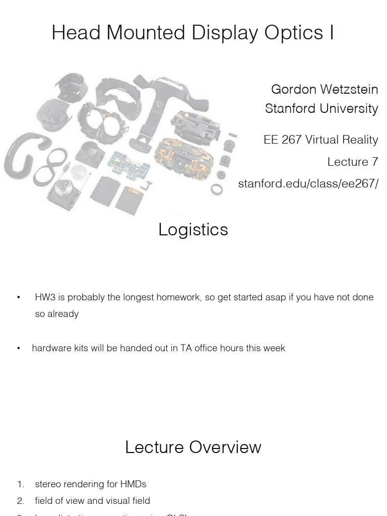 Lecture7 Head Mounted Display Optics I | PDF | Field Of View | Liquid ...