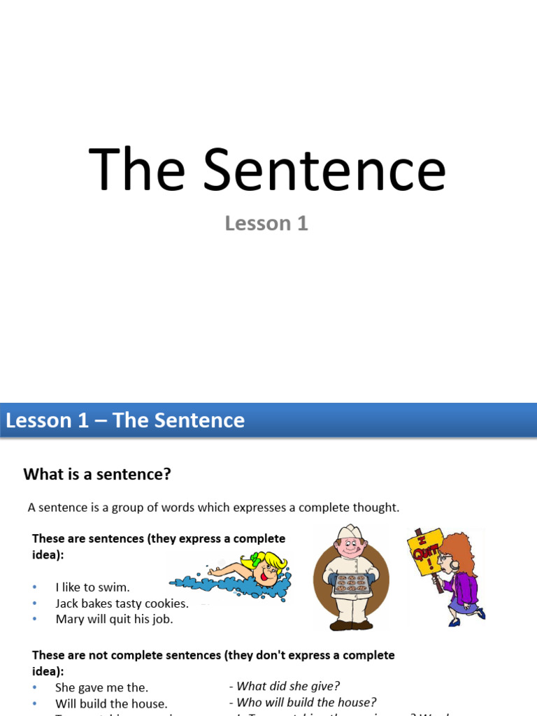 Lesson 1 - The Sentence | PDF | Part Of Speech | Adverb