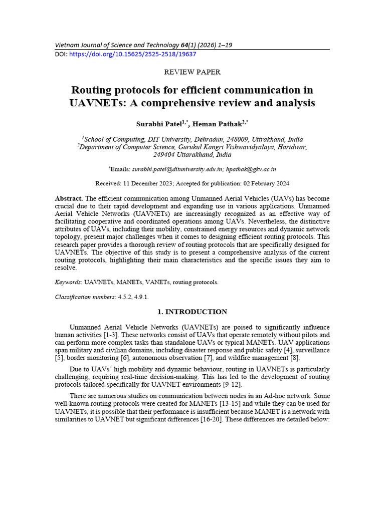 Routing Protocols For Efficient Communication in U | PDF | Routing ...