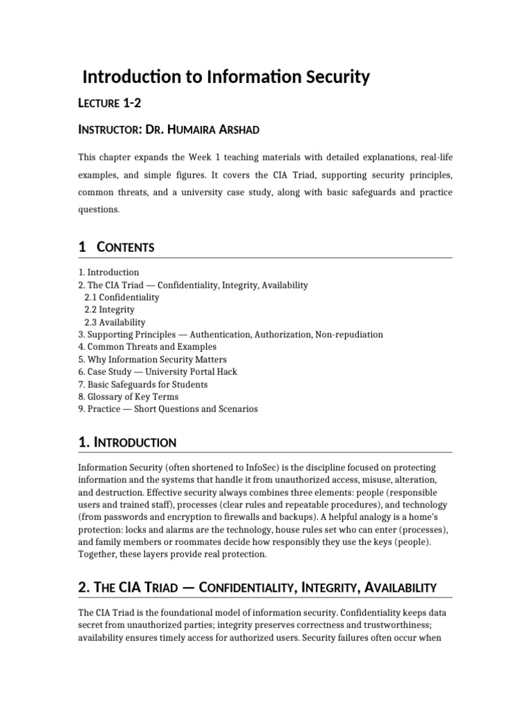 Week1 Information Security Reading FULL | PDF | Information Security ...