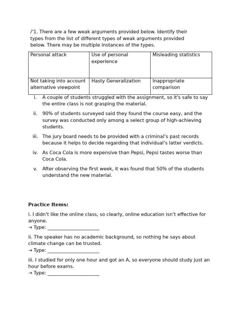 Strong and Weak Arguements | PDF