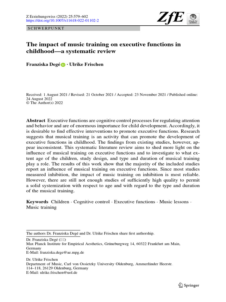 The Impact of Music Training On Executive Functions in Childhood-A ...