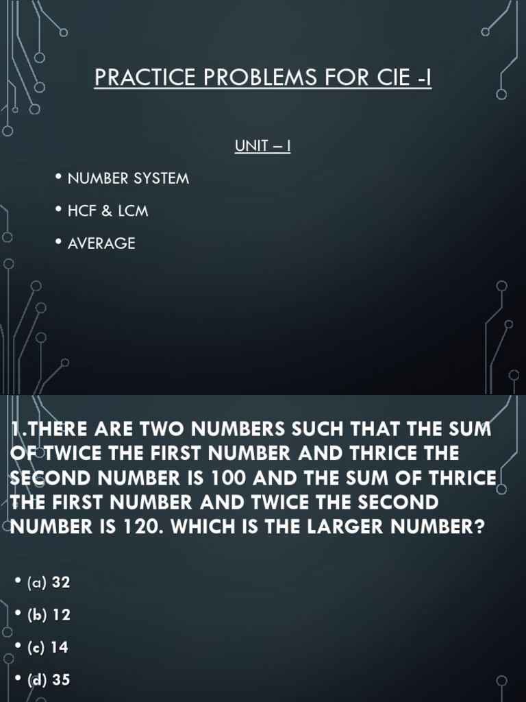 PRACTICE PROBLEMS FOR Quantitative aptitude | PDF