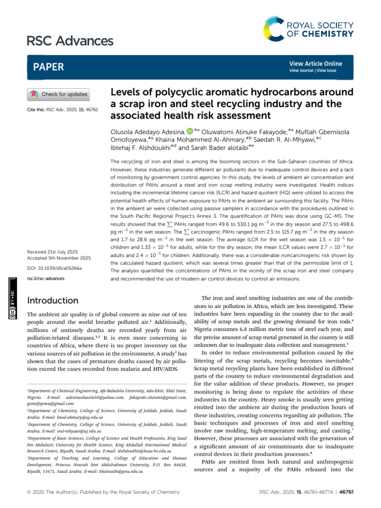 RSC Advances: Paper | PDF | Air Pollution | Detection Limit