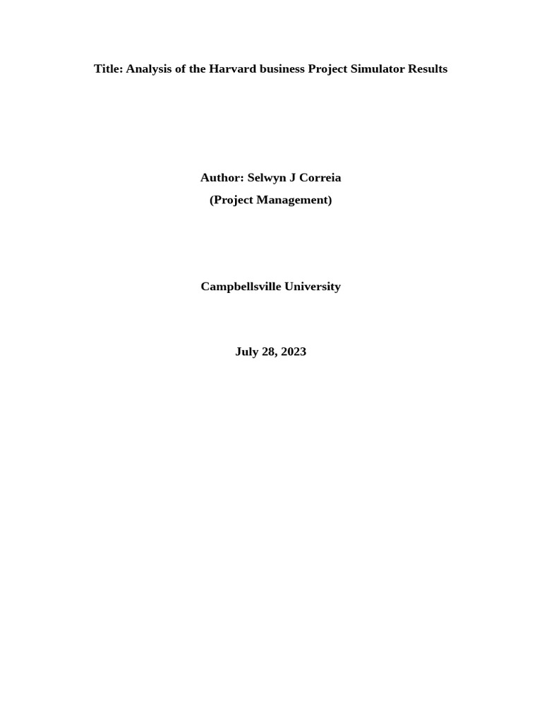 Harvard Projectmgmt Simulator Module6 | PDF | Simulation | Project ...