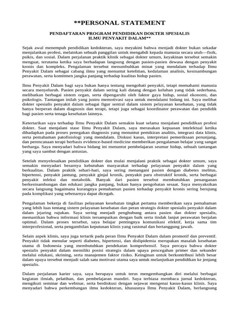 Contoh Personal Statement 2 | PDF