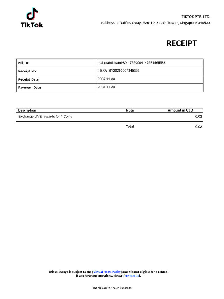 Receipt: Bill To: Receipt No. Receipt Date Payment Date | PDF