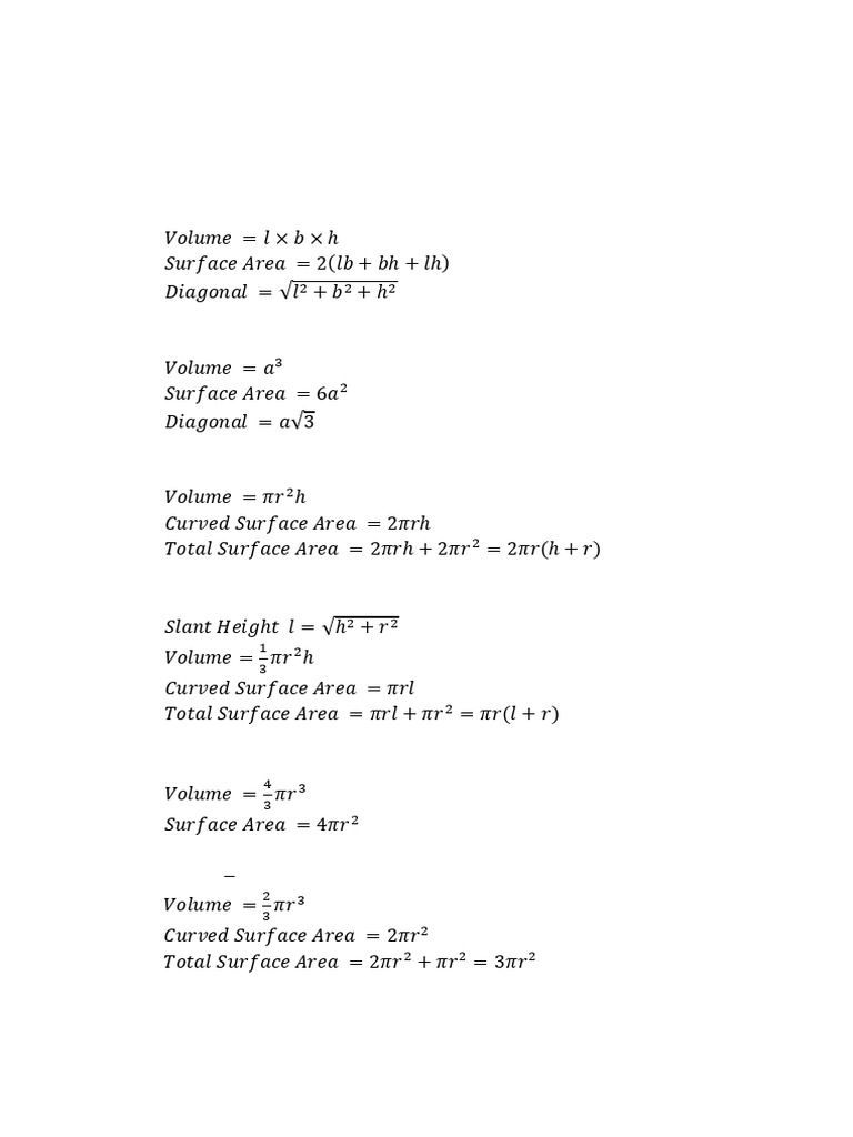 UNIT - IV 1. Volume and Surface Area Questions | PDF | Sphere | Volume