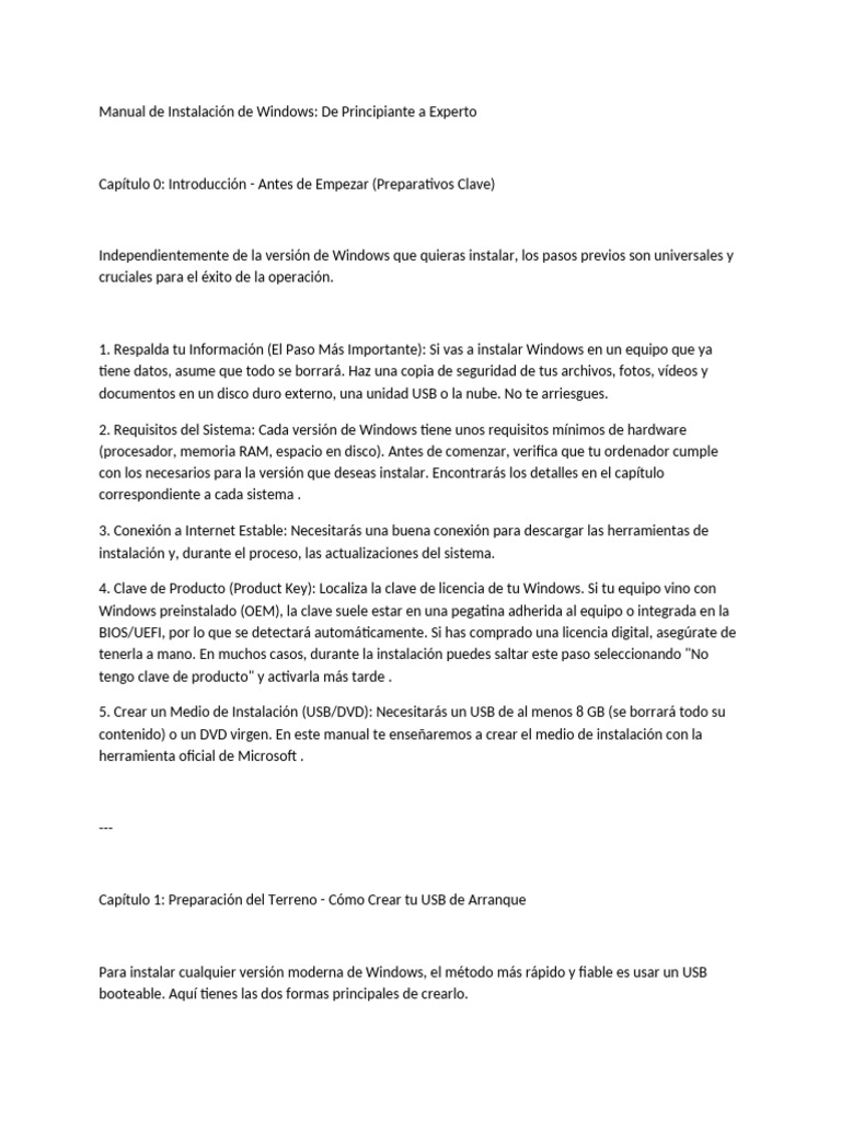 Pasos Instalación de Windows | PDF | Windows 10 | Arranque