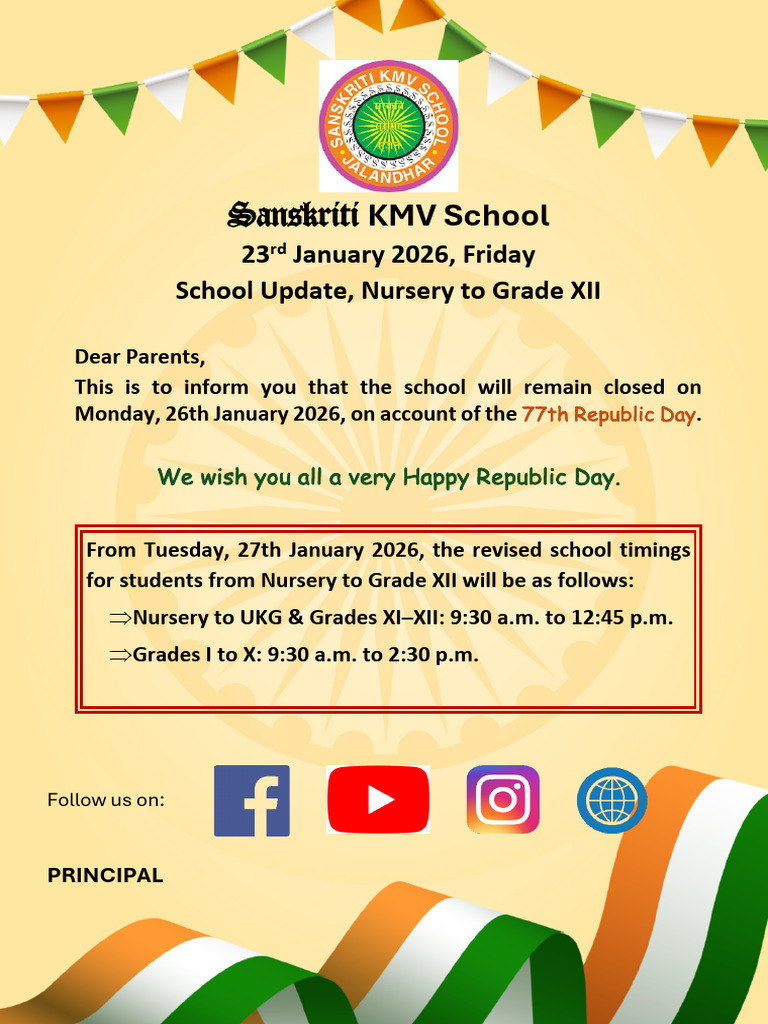 School Update, Nursery To Grade XII, 23rd Jan 2026 | PDF