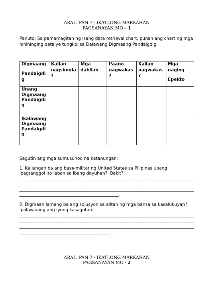 3RD Q Activity Sheet | PDF