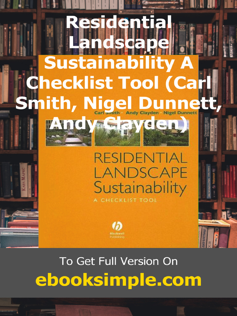 Residential Landscape Sustainability A Checklist Tool Carl Smith Nigel ...