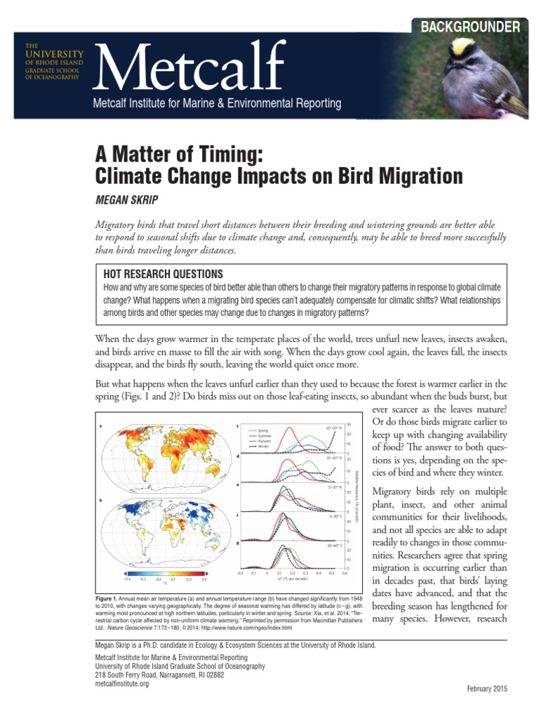 A Matter of Timing Climate Change Impacts On Bird Migration | PDF ...