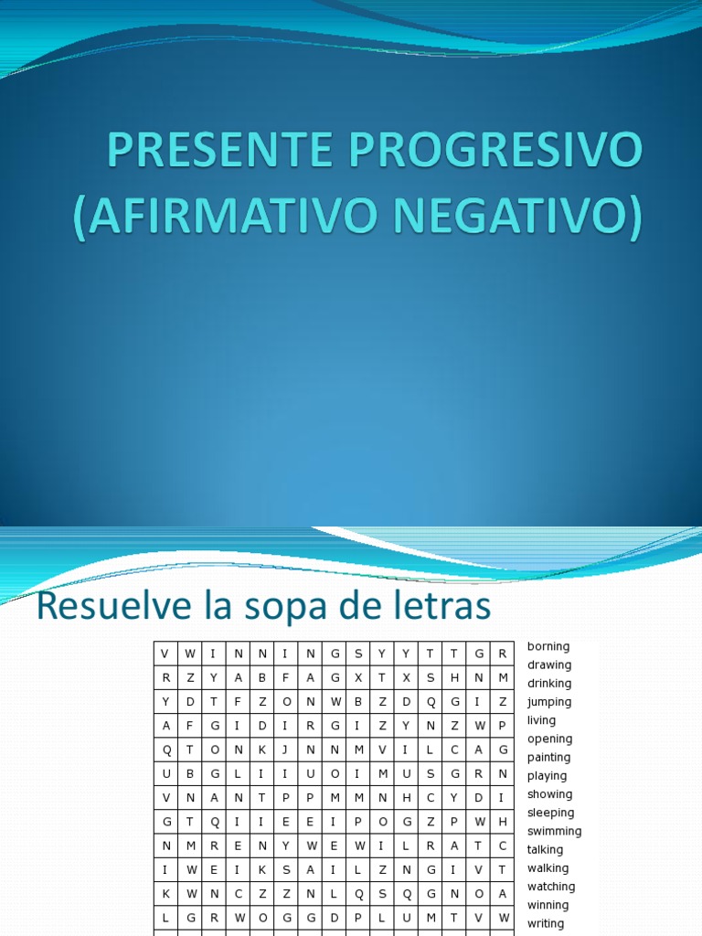 Presente Progresivo (Afirmativo Negativo) | PDF