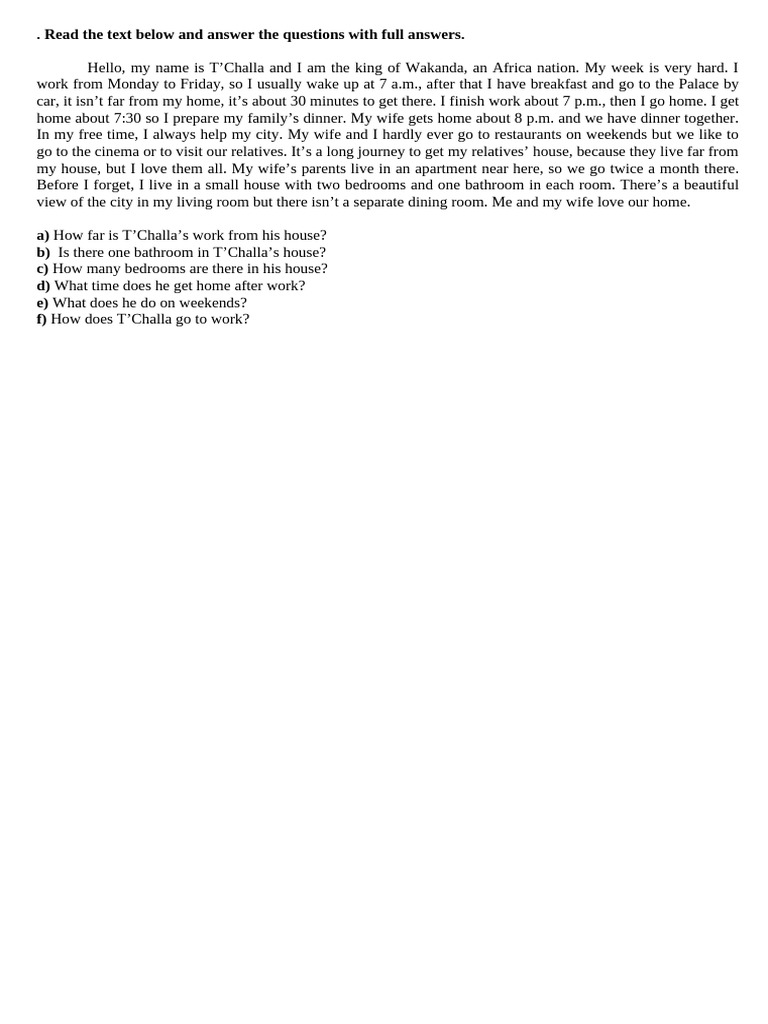 Read The Text Below and Answer The Questions With Full Answers | PDF
